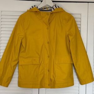 GAP Yellow Rubberized Rain Coat Striped Warm Lining Hooded Child Kids Size XXL